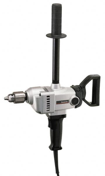 Makita - 1/2" Keyed Chuck, 500 RPM, Spade Handle Electric Drill - 9 Amps, 115 Volts, Reversible, Includes Chuck Key, Drill Chuck, Top Handle - Exact Tooling