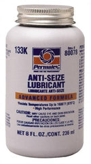 Permatex - 8 oz Bottle High Temperature Anti-Seize Lubricant - Aluminum/Copper/Graphite, -51 to 1,600°F, Silver Colored, Water Resistant - Exact Tooling