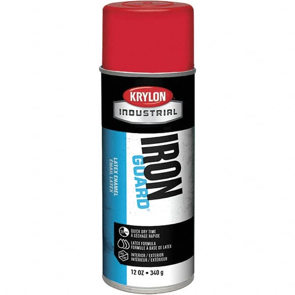 Krylon - OSHA Red, Gloss, Enamel Spray Paint - 12 to 15 Sq Ft per Can, 12 oz Container, Use on Masonry, Metal, Plaster, Plastic Foam & Wicker, Plastics, Wood - Exact Tooling