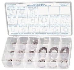 Precision Brand - 150 Piece, Steel Arbor Shim - 5/8 to 1-1/2 Inch Outside Diameter - Exact Tooling