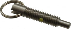 Gibraltar - 3/8-16, 1.2" Thread Length, 0.233" Plunger Diam, 3/8" Plunger Projection, 2 Lb Init to 4 Lb Final End Force, Stainless Steel Locking Pull Ring Plunger - Exact Tooling