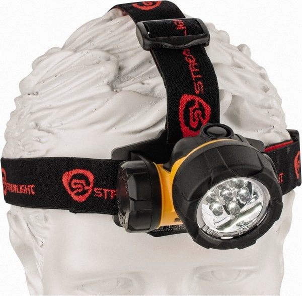 Streamlight - White LED Bulb, 120 Lumens, Hands-free Flashlight - Black, Yellow Plastic Body, 3 AAA Alkaline Batteries Included - Exact Tooling