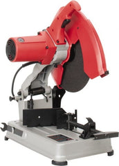 Milwaukee Tool - 14" Blade Diam, 1" Arbor Hole, Miter Chop & Cutoff Saw - 1 Phase, 3,900 RPM, 4 hp, 120 Volts, 4-5/8" in Solids at 45°, 5" in Pipe at 45° - Exact Tooling