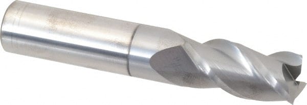 Accupro - 5/8", 1-1/4" LOC, 5/8" Shank Diam, 3-1/2" OAL, 3 Flute, Solid Carbide Square End Mill - Single End, nACRo Finish, Spiral Flute, 40° Helix, Centercutting, Right Hand Cut, Right Hand Flute - Exact Tooling