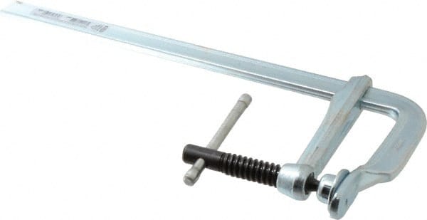 Bessey - 4" Deep Throat, 12" Max Capacity, Standard Sliding Arm Clamp - 726 Lb Clamping Pressure, 5/8" Spindle Diam - Exact Tooling