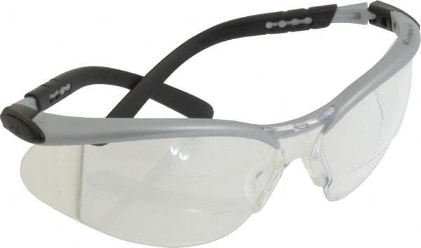 3M - +1.5, Clear Lenses, Anti-Fog, Framed Magnifying Safety Glasses - Silver Plastic Frame, ANSI Z87.1-2010 - Exact Tooling
