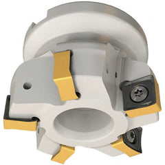 Iscar - 2" Cut Diam, 3/4" Arbor Hole, 0.354" Max Depth of Cut, 88° Indexable Chamfer & Angle Face Mill - 4 Inserts, OXMT 0507\xB6S890 SNMU 1305 Insert, Right Hand Cut, 4 Flutes, Through Coolant, Series Helido - Exact Tooling