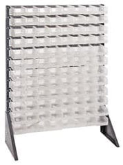 Quantum Storage - 96 Bin Rail System with Ultra Bins - 36 Inch Overall Width x 15 Inch Overall Depth x 53 Inch Overall Height, Clear Tri-Clear Polypropylene Bins - Exact Tooling