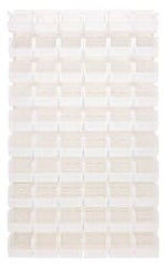 Quantum Storage - 60 Bin Louvered Panel with Ultra Bins - 36 Inch Overall Width x 11 Inch Overall Depth x 61 Inch Overall Height, Clear Tri-Clear Polypropylene Bins - Exact Tooling