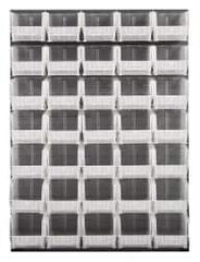 Quantum Storage - 35 Bin Louvered Panel with Ultra Bins - 48 Inch Overall Width x 15 Inch Overall Depth x 61 Inch Overall Height, Clear Tri-Clear Polypropylene Bins - Exact Tooling