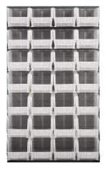 Quantum Storage - 28 Bin Louvered Panel with Ultra Bins - 36 Inch Overall Width x 15 Inch Overall Depth x 61 Inch Overall Height, Clear Tri-Clear Polypropylene Bins - Exact Tooling