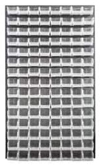Quantum Storage - 120 Bin Louvered Panel with Ultra Bins - 36 Inch Overall Width x 8 Inch Overall Depth x 61 Inch Overall Height, Clear Tri-Clear Polypropylene Bins - Exact Tooling