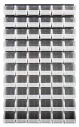 Quantum Storage - 60 Bin Louvered Panel with Ultra Bins - 36 Inch Overall Width x 11 Inch Overall Depth x 61 Inch Overall Height, Clear Tri-Clear Polypropylene Bins - Exact Tooling