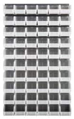 Quantum Storage - 60 Bin Louvered Panel with Ultra Bins - 36 Inch Overall Width x 11 Inch Overall Depth x 61 Inch Overall Height, Clear Tri-Clear Polypropylene Bins - Exact Tooling