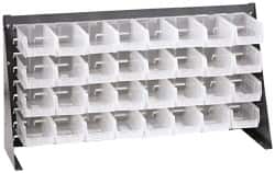 Quantum Storage - 32 Bin Louvered Panel with Ultra Bins - 36 Inch Overall Width x 8 Inch Overall Depth x 19 Inch Overall Height, Clear Tri-Clear Polypropylene Bins - Exact Tooling