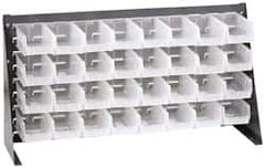 Quantum Storage - 32 Bin Louvered Panel with Ultra Bins - 36 Inch Overall Width x 8 Inch Overall Depth x 19 Inch Overall Height, Clear Tri-Clear Polypropylene Bins - Exact Tooling