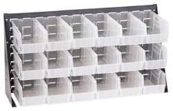 Quantum Storage - 18 Bin Louvered Panel with Ultra Bins - 36 Inch Overall Width x 11 Inch Overall Depth x 19 Inch Overall Height, Clear Tri-Clear Polypropylene Bins - Exact Tooling