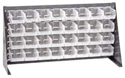 Quantum Storage - 32 Bin Louvered Panel with Ultra Bins - 36 Inch Overall Width x 8 Inch Overall Depth x 19 Inch Overall Height, Clear Tri-Clear Polypropylene Bins - Exact Tooling