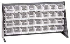 Quantum Storage - 32 Bin Louvered Panel with Ultra Bins - 36 Inch Overall Width x 8 Inch Overall Depth x 19 Inch Overall Height, Clear Tri-Clear Polypropylene Bins - Exact Tooling