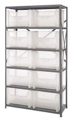 Quantum Storage - 10 Bin Giant Stack Container Storage Shelving - 42 Inch Overall Width x 18 Inch Overall Depth x 75 Inch Overall Height, Clear Tri-Clear Polypropylene Bins - Exact Tooling