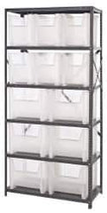 Quantum Storage - 12 Bin Giant Stack Container Storage Shelving - 36 Inch Overall Width x 18 Inch Overall Depth x 75 Inch Overall Height, Clear Tri-Clear Polypropylene Bins - Exact Tooling