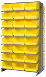 Quantum Storage - 48 Bin Store-More Sloped Shelving System - 36 Inch Overall Width x 24 Inch Overall Depth x 63-1/2 Inch Overall Height, Yellow Polypropylene Bins - Exact Tooling