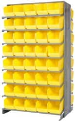 Quantum Storage - 80 Bin Store-More Sloped Shelving System - 36 Inch Overall Width x 24 Inch Overall Depth x 63-1/2 Inch Overall Height, Yellow Polypropylene Bins - Exact Tooling
