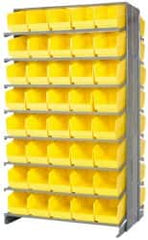 Quantum Storage - 80 Bin Store-More Sloped Shelving System - 36 Inch Overall Width x 24 Inch Overall Depth x 63-1/2 Inch Overall Height, Yellow Polypropylene Bins - Exact Tooling