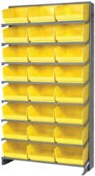 Quantum Storage - 24 Bin Store-More Sloped Shelving System - 36 Inch Overall Width x 12 Inch Overall Depth x 63-1/2 Inch Overall Height, Yellow Polypropylene Bins - Exact Tooling