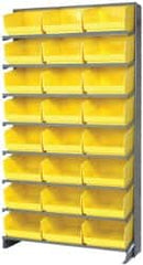 Quantum Storage - 24 Bin Store-More Sloped Shelving System - 36 Inch Overall Width x 12 Inch Overall Depth x 63-1/2 Inch Overall Height, Yellow Polypropylene Bins - Exact Tooling