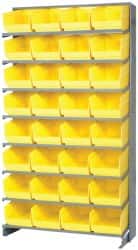 Quantum Storage - 32 Bin Store-More Sloped Shelving System - 36 Inch Overall Width x 12 Inch Overall Depth x 63-1/2 Inch Overall Height, Yellow Polypropylene Bins - Exact Tooling