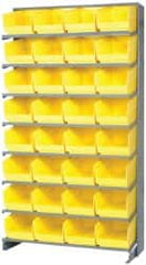 Quantum Storage - 32 Bin Store-More Sloped Shelving System - 36 Inch Overall Width x 12 Inch Overall Depth x 63-1/2 Inch Overall Height, Yellow Polypropylene Bins - Exact Tooling