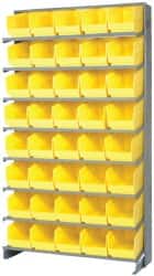 Quantum Storage - 40 Bin Store-More Sloped Shelving System - 36 Inch Overall Width x 12 Inch Overall Depth x 63-1/2 Inch Overall Height, Yellow Polypropylene Bins - Exact Tooling