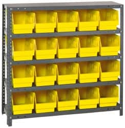 Quantum Storage - 20 Bin Store-More Shelf Bin System - 36 Inch Overall Width x 18 Inch Overall Depth x 39 Inch Overall Height, Yellow Polypropylene Bins - Exact Tooling