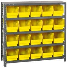 Quantum Storage - 20 Bin Store-More Shelf Bin System - 36 Inch Overall Width x 18 Inch Overall Depth x 39 Inch Overall Height, Yellow Polypropylene Bins - Exact Tooling