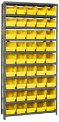 Quantum Storage - 45 Bin Store-More Shelf Bin System - 36 Inch Overall Width x 18 Inch Overall Depth x 75 Inch Overall Height, Yellow Polypropylene Bins - Exact Tooling