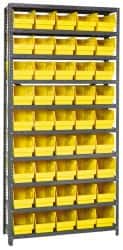 Quantum Storage - 45 Bin Store-More Shelf Bin System - 36 Inch Overall Width x 12 Inch Overall Depth x 75 Inch Overall Height, Yellow Polypropylene Bins - Exact Tooling