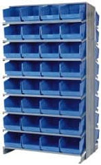 Quantum Storage - 64 Bin Store-More Sloped Shelving System - 36 Inch Overall Width x 24 Inch Overall Depth x 63-1/2 Inch Overall Height, Blue Polypropylene Bins - Exact Tooling