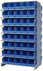 Quantum Storage - 80 Bin Store-More Sloped Shelving System - 36 Inch Overall Width x 24 Inch Overall Depth x 63-1/2 Inch Overall Height, Blue Polypropylene Bins - Exact Tooling