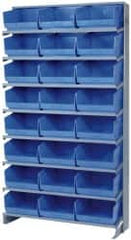 Quantum Storage - 24 Bin Store-More Sloped Shelving System - 36 Inch Overall Width x 12 Inch Overall Depth x 63-1/2 Inch Overall Height, Blue Polypropylene Bins - Exact Tooling