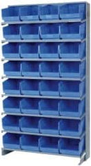 Quantum Storage - 32 Bin Store-More Sloped Shelving System - 36 Inch Overall Width x 12 Inch Overall Depth x 63-1/2 Inch Overall Height, Blue Polypropylene Bins - Exact Tooling