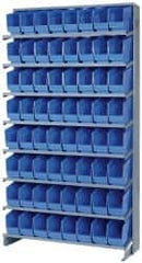 Quantum Storage - 64 Bin Store-More Sloped Shelving System - 36 Inch Overall Width x 12 Inch Overall Depth x 63-1/2 Inch Overall Height, Blue Polypropylene Bins - Exact Tooling