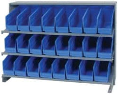 Quantum Storage - 24 Bin Store-More Sloped Shelving System - 36 Inch Overall Width x 12 Inch Overall Depth x 26-1/2 Inch Overall Height, Blue Polypropylene Bins - Exact Tooling