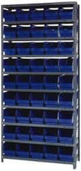Quantum Storage - 45 Bin Store-More Shelf Bin System - 36 Inch Overall Width x 12 Inch Overall Depth x 75 Inch Overall Height, Blue Polypropylene Bins - Exact Tooling