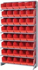 Quantum Storage - 40 Bin Store-More Sloped Shelving System - 36 Inch Overall Width x 12 Inch Overall Depth x 63-1/2 Inch Overall Height, Red Polypropylene Bins - Exact Tooling