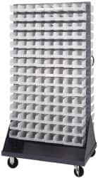 Quantum Storage - 240 Bin Mobile Louvered Rack with Ultra Bins - 36 Inch Overall Width x 25 Inch Overall Depth x 72 Inch Overall Height, Clear Tri-Clear Polypropylene Bins - Exact Tooling