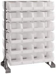 Quantum Storage - 48 Bin Rail System with Ultra Bins - 36 Inch Overall Width x 20 Inch Overall Depth x 53 Inch Overall Height, Clear Tri-Clear Polypropylene Bins - Exact Tooling