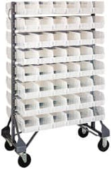 Quantum Storage - 96 Bin Rail System with Ultra Bins - 36 Inch Overall Width x 20 Inch Overall Depth x 53 Inch Overall Height, Clear Tri-Clear Polypropylene Bins - Exact Tooling