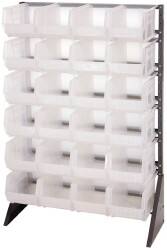 Quantum Storage - 24 Bin Rail System with Ultra Bins - 36 Inch Overall Width x 15 Inch Overall Depth x 53 Inch Overall Height, Clear Tri-Clear Polypropylene Bins - Exact Tooling