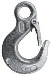 CM - 2,600 Lb Capacity, Chain Grade 43, Steel Eye Hook - 0.73" Hook Throat, 2.61" Reach, 0.53" Eye ID, 1/4" Chain Diam, 3.69" OAL, Heat Treated - Exact Tooling